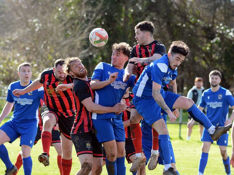 Aerial battle between Monkton Swifts against Tenby in a dramatic cup clash at Monkton Lane
